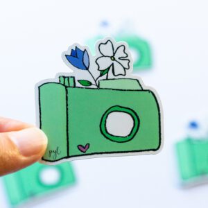 Floral Camera Die Cut Sticker
