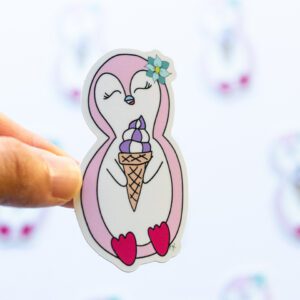 Penguin's Ice Cream Die Cut Sticker